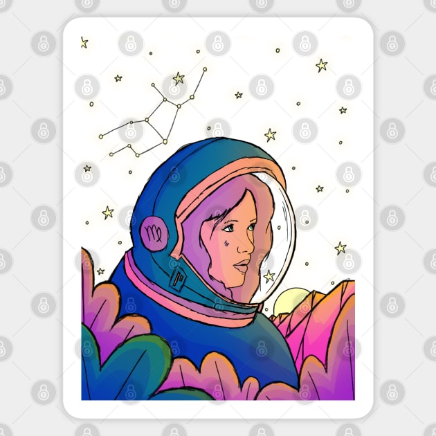 Virgo astronaut Sticker by Swadeillustrations